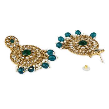 traditional handcrafted kundan pearl floral design earrings 3