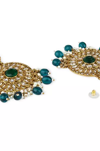 traditional handcrafted kundan pearl floral design earrings