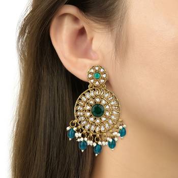 traditional handcrafted kundan pearl floral design earrings 4