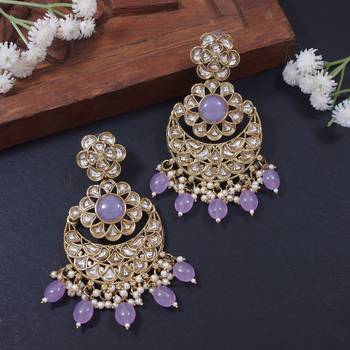 traditional handcrafted kundan pearl floral design earrings 1