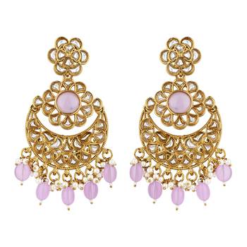 traditional handcrafted kundan pearl floral design earrings 2