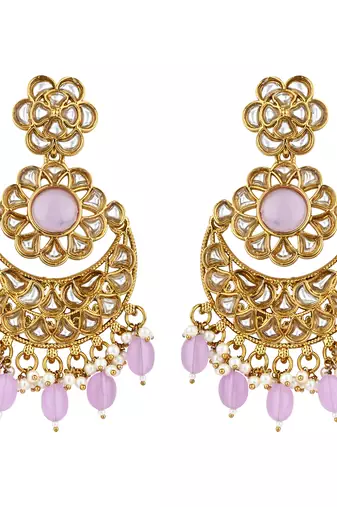 traditional handcrafted kundan pearl floral design earrings