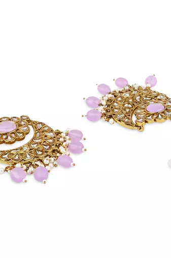 traditional handcrafted kundan pearl floral design earrings