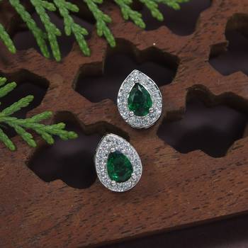 stylish latest fashion silver plated cz american diamond stud earrings 1