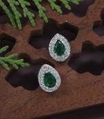 stylish latest fashion silver plated cz american diamond stud earrings