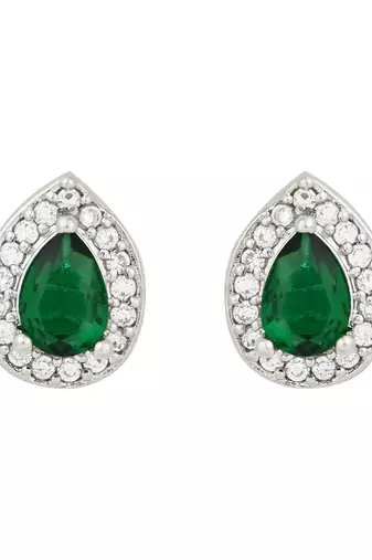 stylish latest fashion silver plated cz american diamond stud earrings