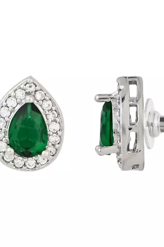stylish latest fashion silver plated cz american diamond stud earrings