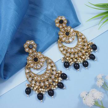 traditional handcrafted kundan pearl floral design earrings 1
