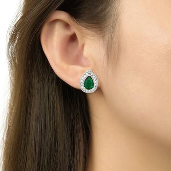 stylish latest fashion silver plated cz american diamond stud earrings 4