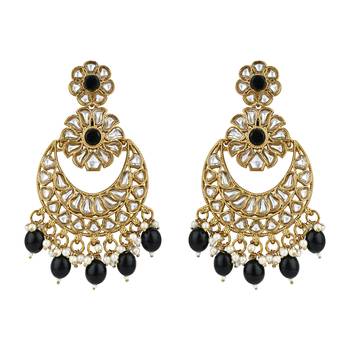 traditional handcrafted kundan pearl floral design earrings 2