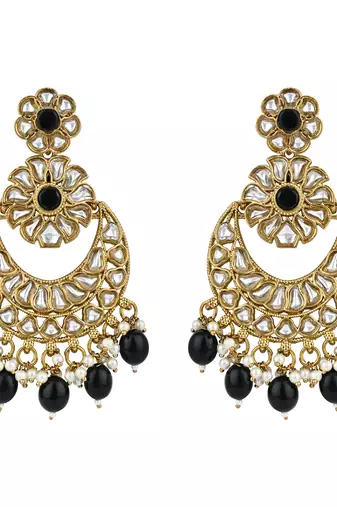 traditional handcrafted kundan pearl floral design earrings