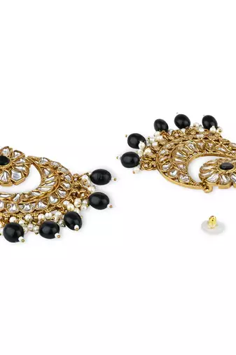 traditional handcrafted kundan pearl floral design earrings