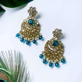 traditional handcrafted kundan pearl floral design earrings 1