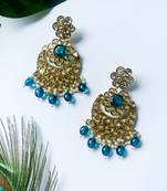 traditional handcrafted kundan pearl floral design earrings
