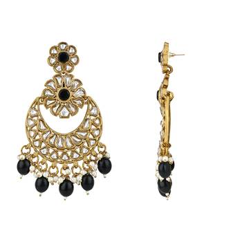 traditional handcrafted kundan pearl floral design earrings 4
