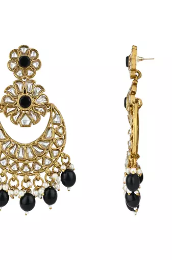 traditional handcrafted kundan pearl floral design earrings
