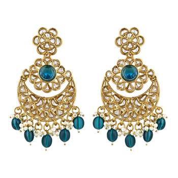 traditional handcrafted kundan pearl floral design earrings 2