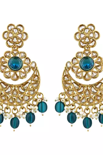 traditional handcrafted kundan pearl floral design earrings