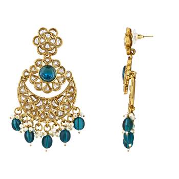 traditional handcrafted kundan pearl floral design earrings 3