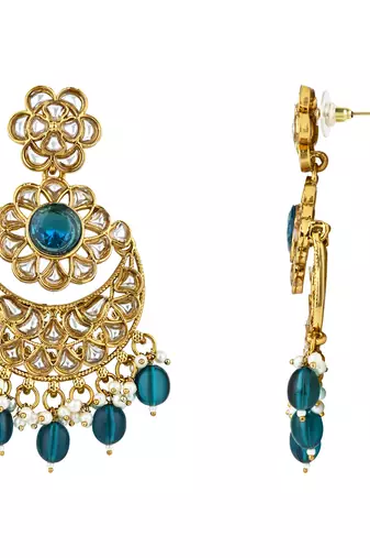 traditional handcrafted kundan pearl floral design earrings