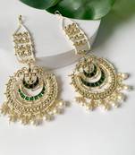 traditional kundan hanging pearl earrings attachable ear chain