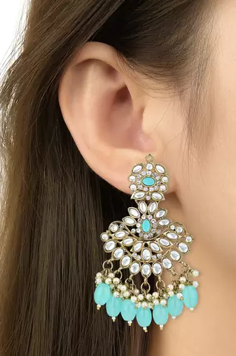 traditional kundan pearl chandbali earrings