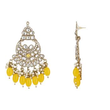 traditional kundan pearl chandbali earrings 2
