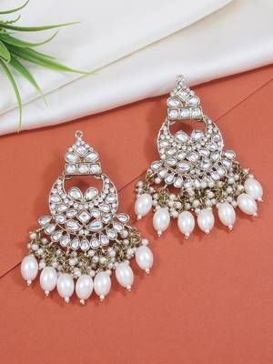 traditional kundan pearl chandbali earrings 1