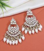 traditional kundan pearl chandbali earrings