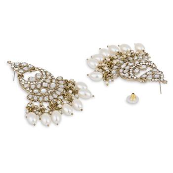 traditional kundan pearl chandbali earrings 3
