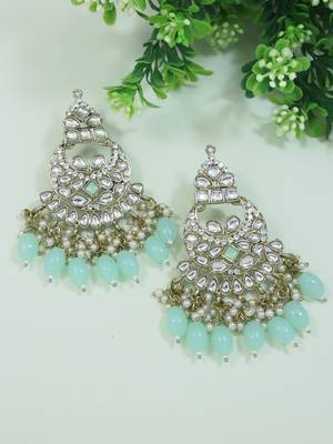 traditional kundan pearl chandbali earrings 1