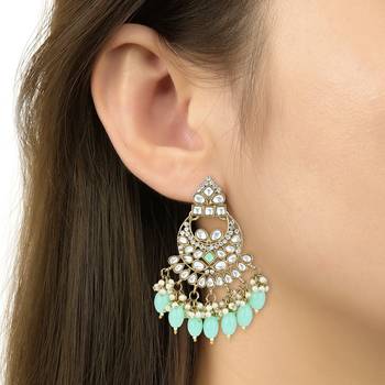 traditional kundan pearl chandbali earrings 4