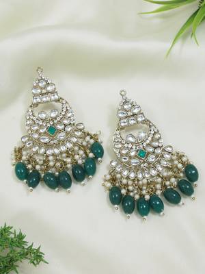 traditional kundan pearl chandbali earrings 1