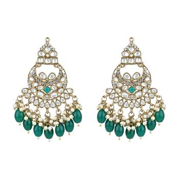 traditional kundan pearl chandbali earrings 2