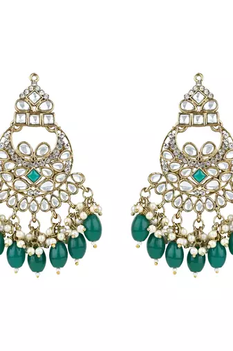 traditional kundan pearl chandbali earrings