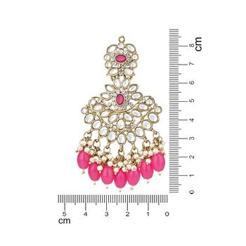 pink traditional kundan pearl chandbali earrings 5