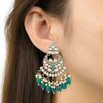 traditional kundan pearl chandbali earrings 4