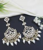 traditional kundan pearl handcrafted dangle chandbali earrings ethnic jewellery