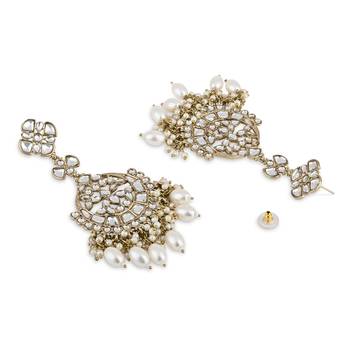 traditional kundan pearl handcrafted dangle chandbali earrings ethnic jewellery 2