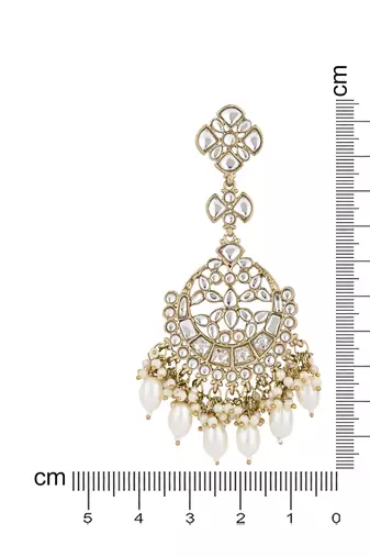 traditional kundan pearl handcrafted dangle chandbali earrings ethnic jewellery