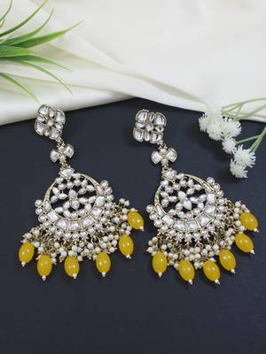 traditional kundan pearl handcrafted dangle chandbali earrings ethnic jewellery 1
