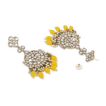 traditional kundan pearl handcrafted dangle chandbali earrings ethnic jewellery 2