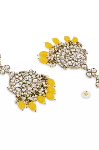 traditional kundan pearl handcrafted dangle chandbali earrings ethnic jewellery
