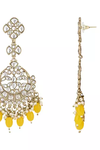 traditional kundan pearl handcrafted dangle chandbali earrings ethnic jewellery