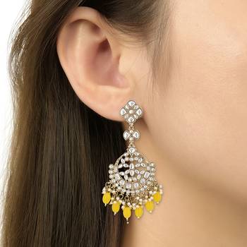 traditional kundan pearl handcrafted dangle chandbali earrings ethnic jewellery 4