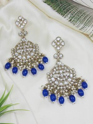 traditional kundan pearl handcrafted dangle chandbali earrings ethnic jewellery 1