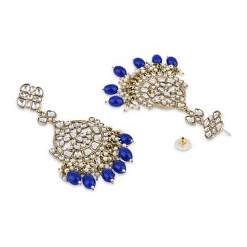 traditional kundan pearl handcrafted dangle chandbali earrings ethnic jewellery 2
