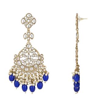 traditional kundan pearl handcrafted dangle chandbali earrings ethnic jewellery 3