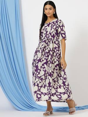 Anushil printed long kurti dress for women - a-line dress, one piece outfit 1