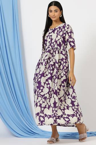 Anushil printed long kurti dress for women - a-line dress, one piece outfit